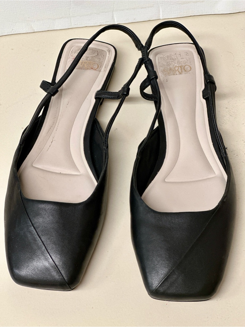 Franco Sarto Black Square-Toe Slingback Flats